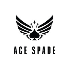 ace logo poker design concept with wing