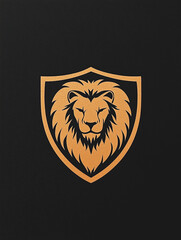 Golden Lion Emblem on Black Shield Symbolizing Strength and Nobility