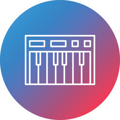 Piano Line Gradient Circle Background Icon