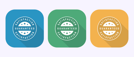 Satisfaction guaranteed icon design illustration, 100 percent satisfaction badge label sign in shadow button design