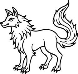 Wolf line art, wolf head line art, wolf silhouette