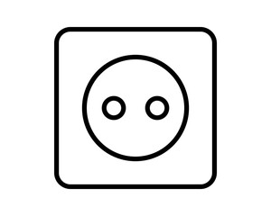Minimalist line drawing of a power socket. Useful for illustrating energy, technology, or construction concepts. Clean and modern design for icons or illustrations.