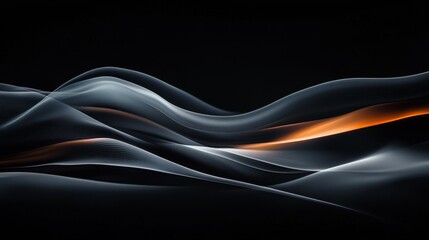 Dynamic digital compositions of light and shade in abstract waves studio graphic art dark environment close-up view