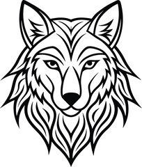 Wolf line art, wolf head line art, wolf silhouette