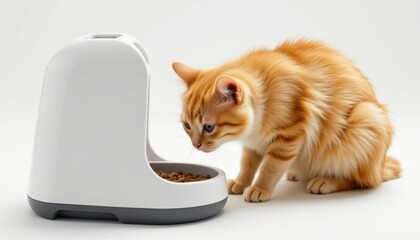realistic smart pet feeder, isolated on white background