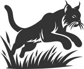 Vector animal silhouette of a bobcat