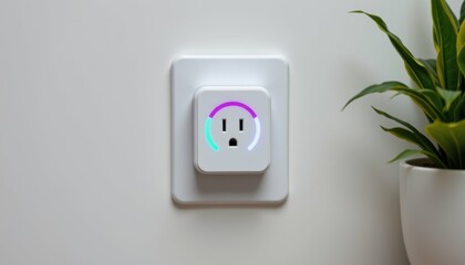 realistic smart power plug with usage tracking, isolated on white background