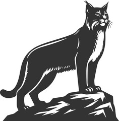 Vector animal silhouette of a bobcat