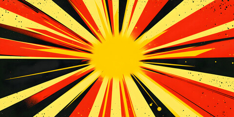 Vibrant Explosion Background with Radiating Red and Yellow Stripes