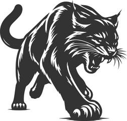Vector animal silhouette of a bobcat