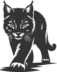 Vector animal silhouette of a bobcat