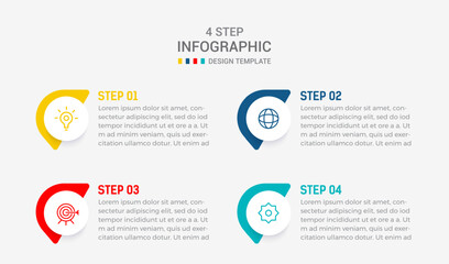 Four Step Infographic element design Vector template for presentation. process diagram and presentations step, workflow layout, banner, flow chart, info graphic vector illustration.