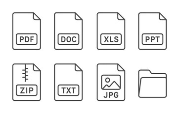 Minimal File Format Icons on Dark Background vector