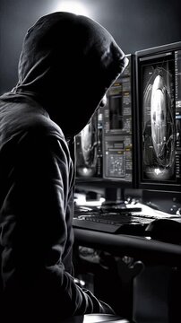 Computer genius at work - programmer develops innovative project with complex 3D graphics and multilayer code, immersed in digital technologies and creative process.