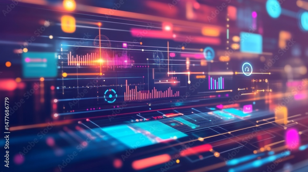 Poster dynamic data visualization and analysis digital environment infographic interactive design technolog