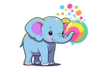 Fototapeta premium Colorful Playful Happy Elephant Cartoon Illustration for Children's Art and Party Decorations