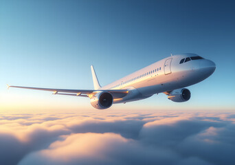 Obraz premium Flight Above the Clouds: Passenger Jet in the Sky