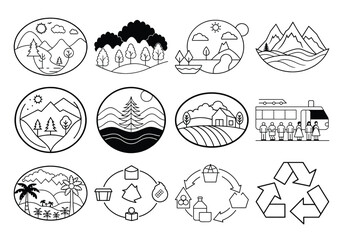set of vector environment  elements for design