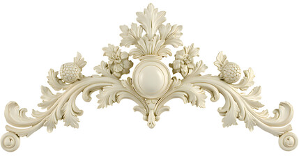 Elegant Ornate White Decorative Architectural Element with Intricate Floral Design
