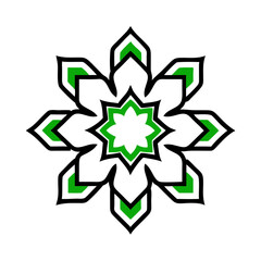 Islamic geometric pattern in green and white design for Eid al-Adha  
