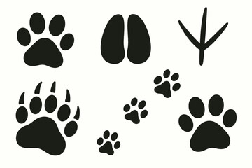 Fototapeta premium Animal Footprints Silhouettes Collection Vector Set vector