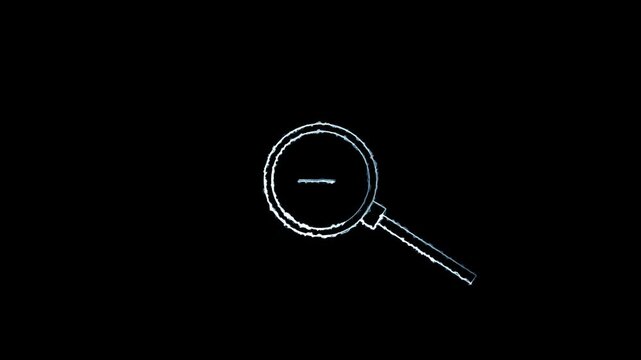 Zoom out   neon icon glowing neon animation black background 4k video  neon animation .Magnification glass, Search engine optimization.

