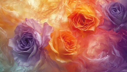 Colorful Roses Floral Background.