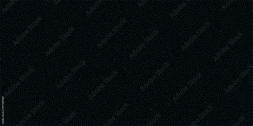 Poster Turing reaction diffusion monochrome seamless pattern with chaotic motion .Linear design with biological shapes. Organic lines in memphis. abstract turing organic wallpaper background .	