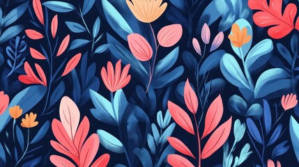 Vibrant floral pattern on dark background (5)