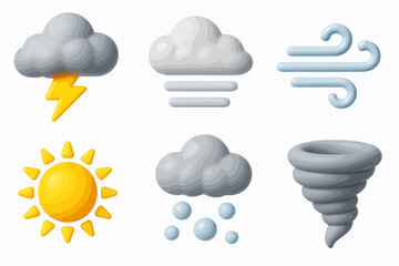 3D Weather Icons Representing Climate Conditions vector
