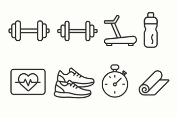 Minimal Fitness and Workout Icons Collection vector