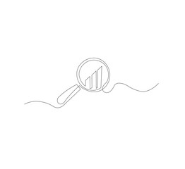 Obraz premium continuous line drawing planning, marketing research, work communication, white background. Single line drawing design vector graphic illustration.