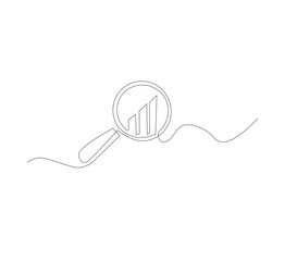 Obraz premium continuous line drawing planning, marketing research, work communication, white background. Single line drawing design vector graphic illustration.
