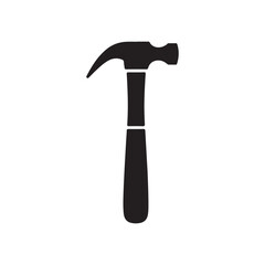 Black and White Hammer Icon, Simple Tool Illustration for Home Improvement, Construction, and DIY Projects