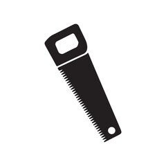 Black and White Hand Saw Illustration, Simple and Clean Tool Icon for Carpentry, DIY Projects, and Home Improvement