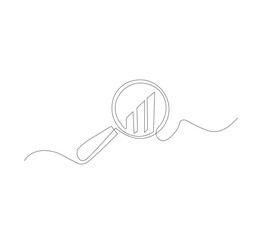 Fototapeta premium continuous line drawing planning, marketing research, work communication, white background. Single line drawing design vector graphic illustration.