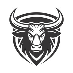 Abstract Angry Bull Face – Black & White Vector Art