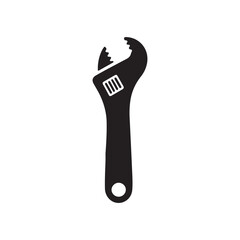 Black and White Adjustable Wrench Icon, Simple and Clean Tool Illustration for Home Repair, Plumbing, and DIY Projects