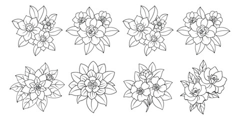 Hand drawn flower vector art for coloring pages