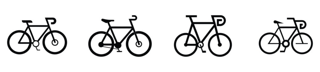 Bike Icon Vector Illustration – Cartoon, Clipart & Line Art Design on White Background, High-quality bike icon vector illustration in cartoon, clipart, and line art styles on a white background.