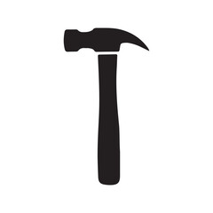 Black Silhouette of a Hammer – Iconic Hand Tool for Carpentry, Construction, and Manual Labor