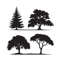 Tree set silhouette vector illustration