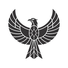 Geometric Phoenix Bird – Black & White Abstract Symbol