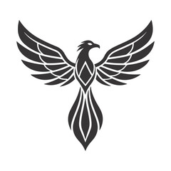 Symmetrical Phoenix – Black & White Abstract Geometric Design