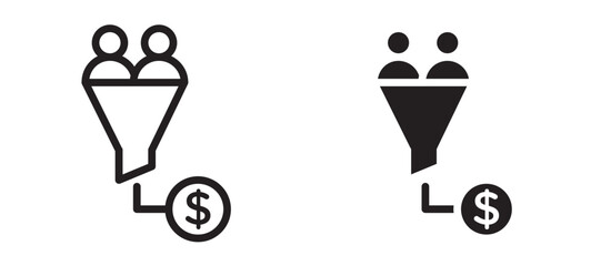 sales conversion icon in black modern and lines and solid