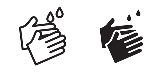 Wash hands icon in black modern and lines and solid