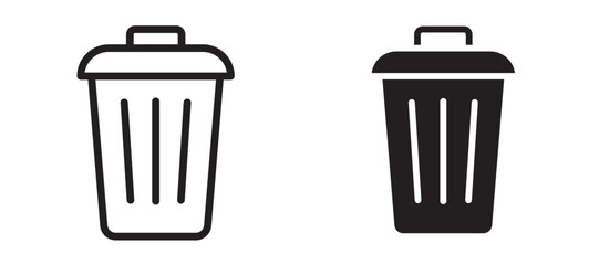 Trash icon in black modern and lines and solid