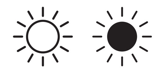 Sun icon in black modern and lines and solid