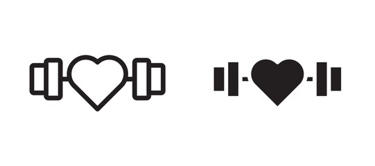 Strong heart icon in black modern and lines and solid