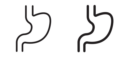 Stomach icon in black modern and lines and solid